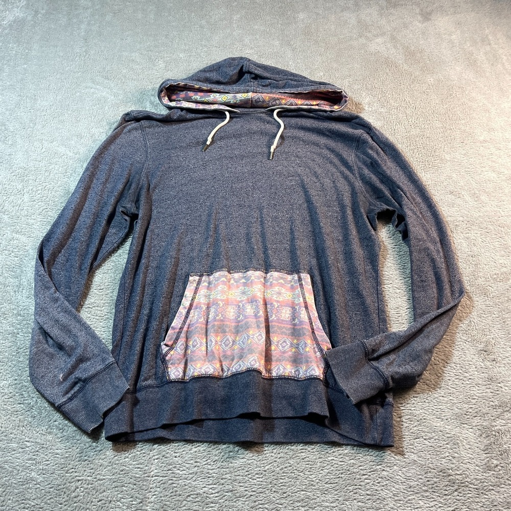 On The Byas Unisex Pullover Hoodie Gray Aztec Tribal Prints Outdoorsy‎ Casual L
